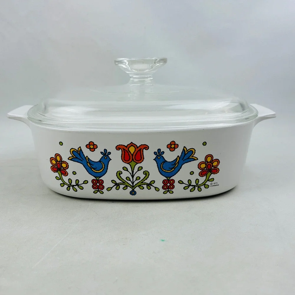 Vintage Corning Ware Country‎ Festival 2 Qt Casserole Dish & Lid Friendship Bird